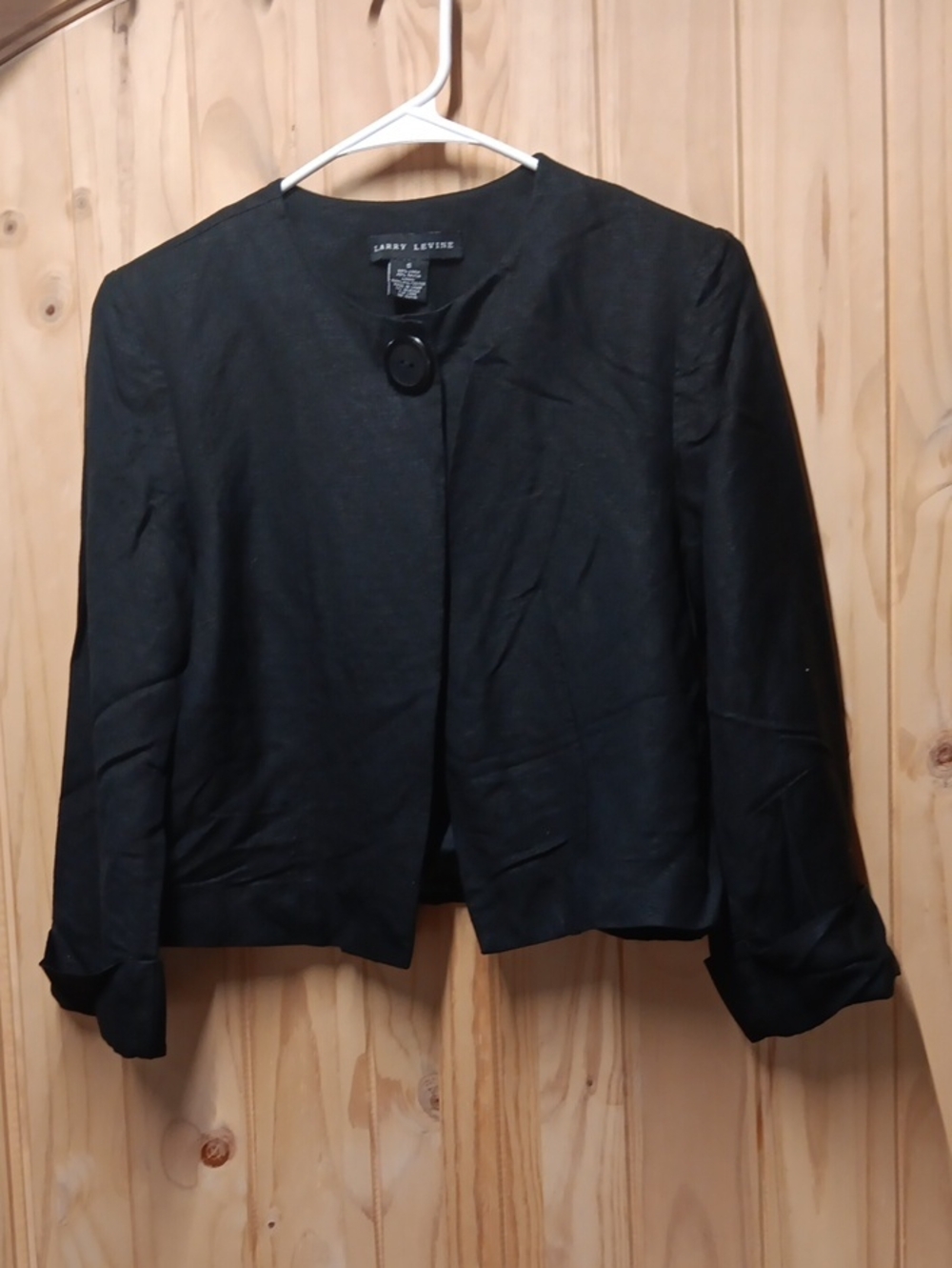 Larry Levine Black Cropped Button-snap Front Jacket EUC